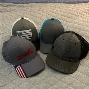 Ariat Gray and Black Caps with American Flag Design
